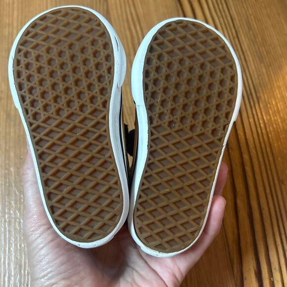 VANS black suede red orange flame high top velkro sneakers SIZE 5 - Picture 6 of 7